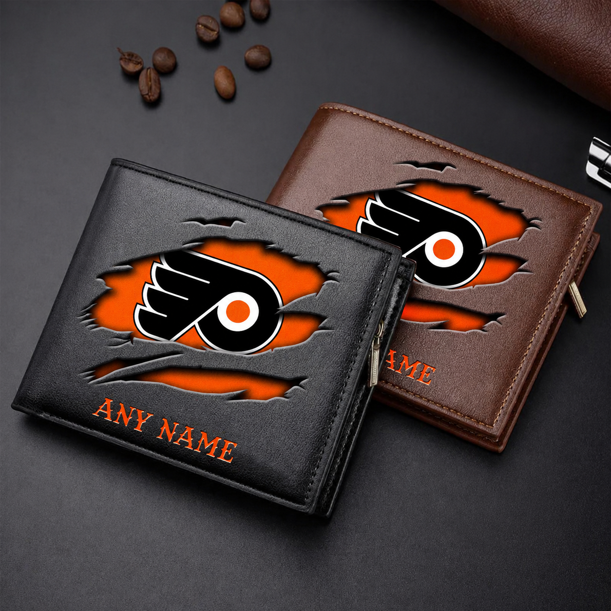 FINAL SALE - NEW CUSTOMIZED NHL27 PPF PHILADELPHIA FLYERS LEATHER WALLET