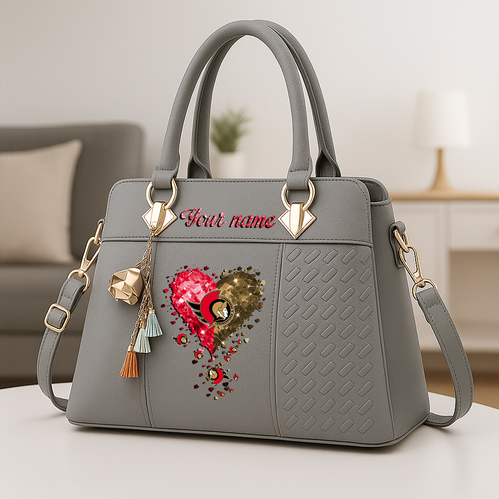 LIMITED EDITION - NEW CUSTOMIZED NHL29 OSN OTTAWA SENATORS ZIP HANDBAG MULTICOLOR