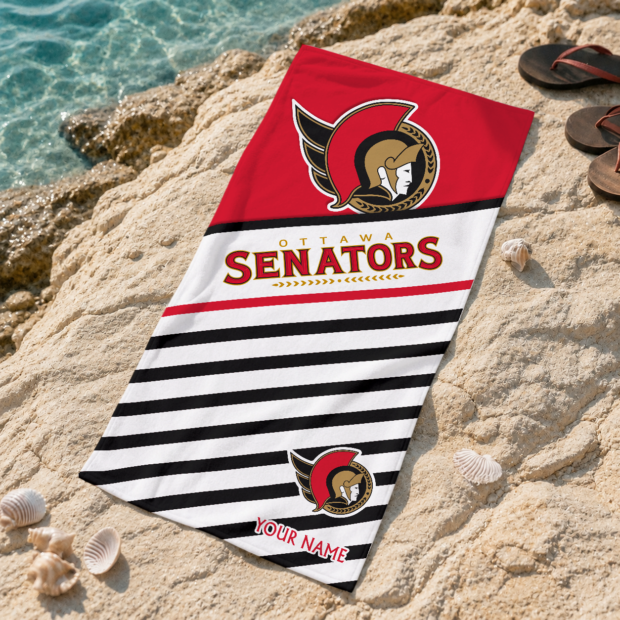 FINAL SALE - NEW CUSTOMIZED NHL29 OSN OTTAWA SENATORS BEACH TOWEL
