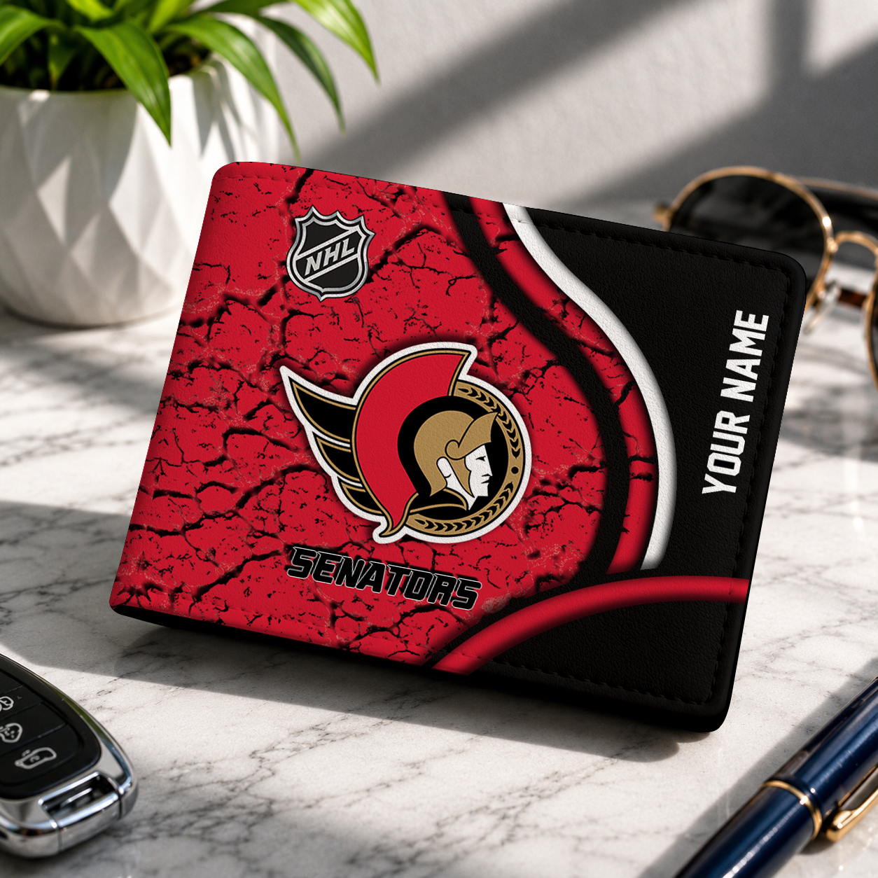 FINAL CLEARANCE - NEW CUSTOMIZED NHL29 OSN OTTAWA SENATORS LEATHER WALLET