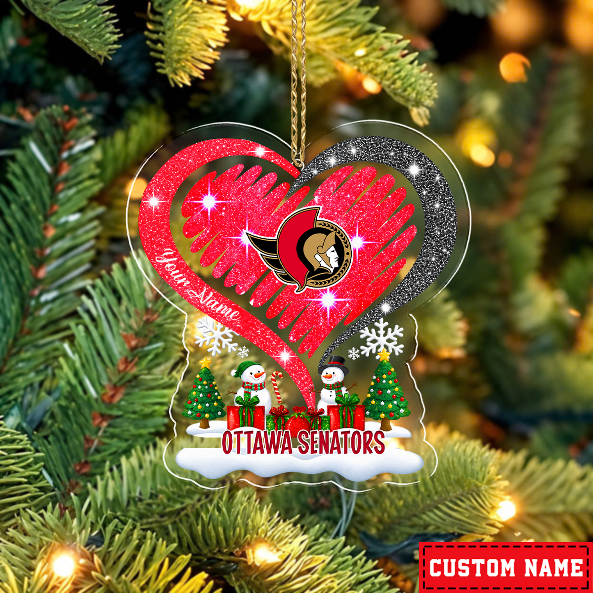 FINAL SALE - NEW CUSTOMIZED NHL29 OSN OTTAWA SENATORS CHRISTMAS ACRYLIC ORNAMENT