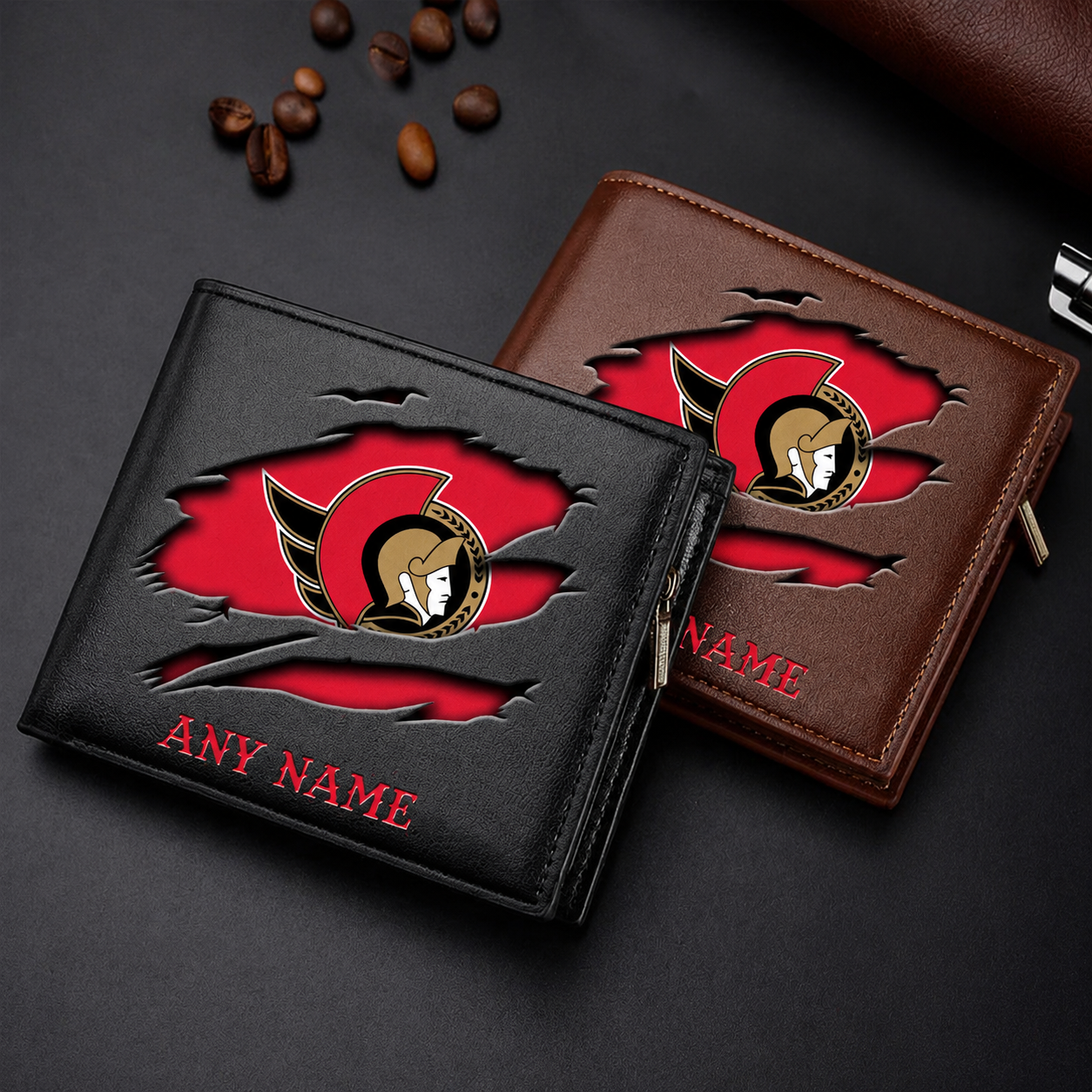 FINAL SALE - NEW CUSTOMIZED NHL29 OSN OTTAWA SENATORS LEATHER WALLET