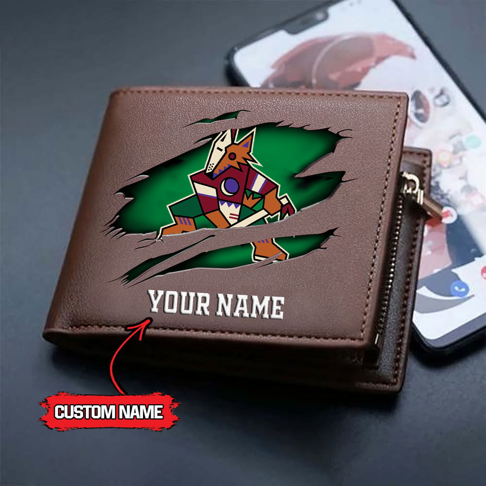 LIMITED EDITION - NEW CUSTOMIZED NHL30 AZC ARIZONA COYOTES LEATHER WALLET