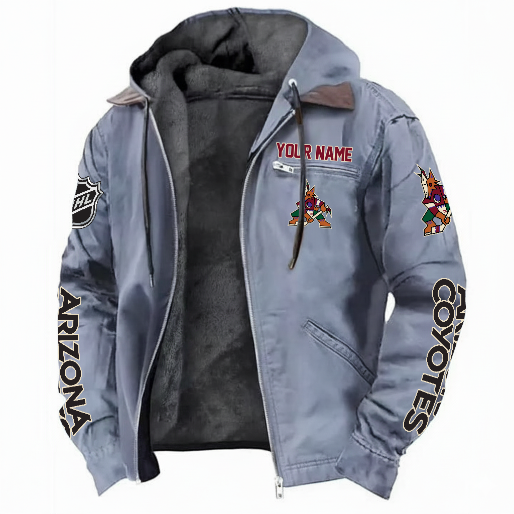 LIMITED EDITION - NEW CUSTOMIZED NHL30 AZC ARIZONA COYOTES HOODED CARDIGAN JACKET