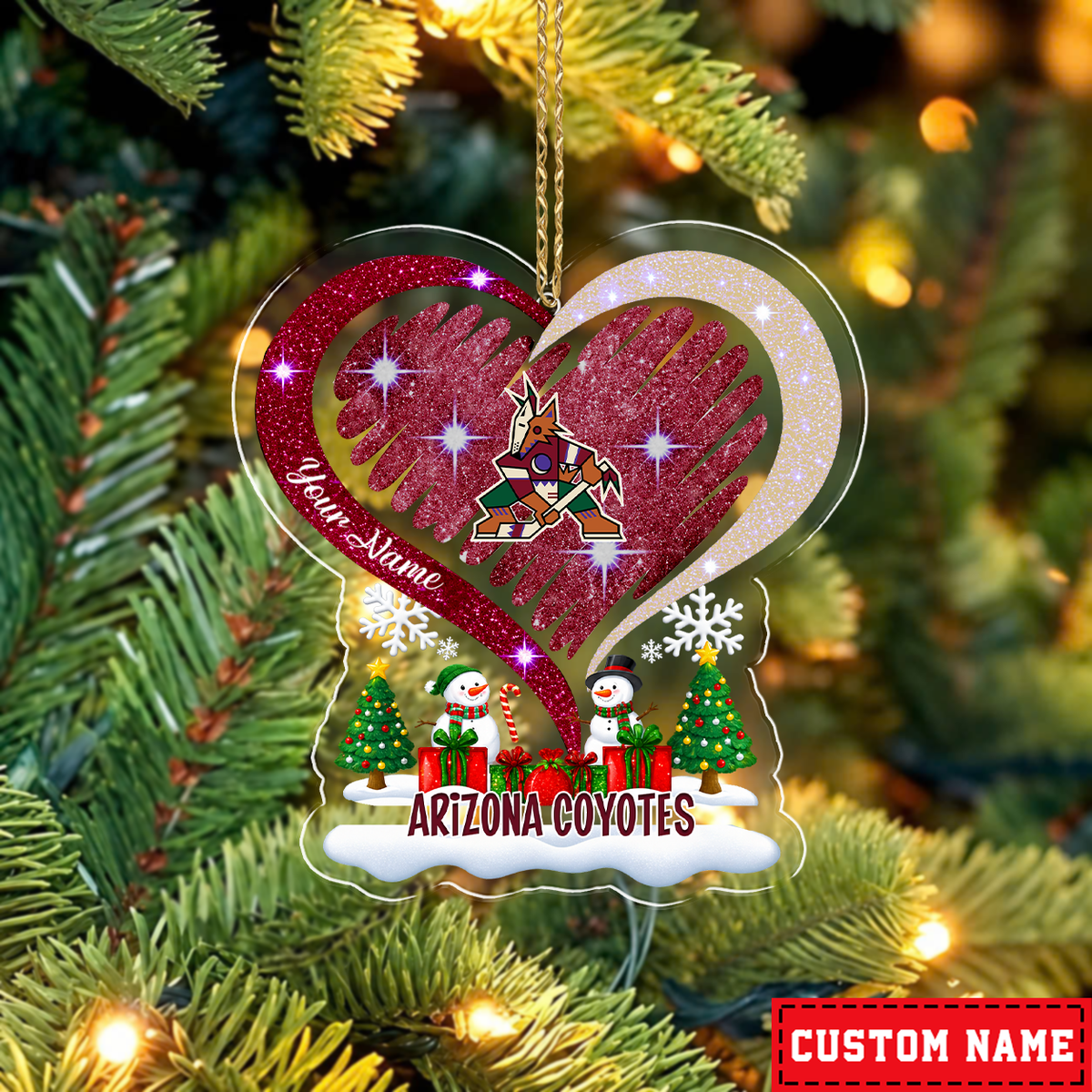FINAL SALE - NEW CUSTOMIZED NHL30 AZC ARIZONA COYOTES CHRISTMAS ACRYLIC ORNAMENT