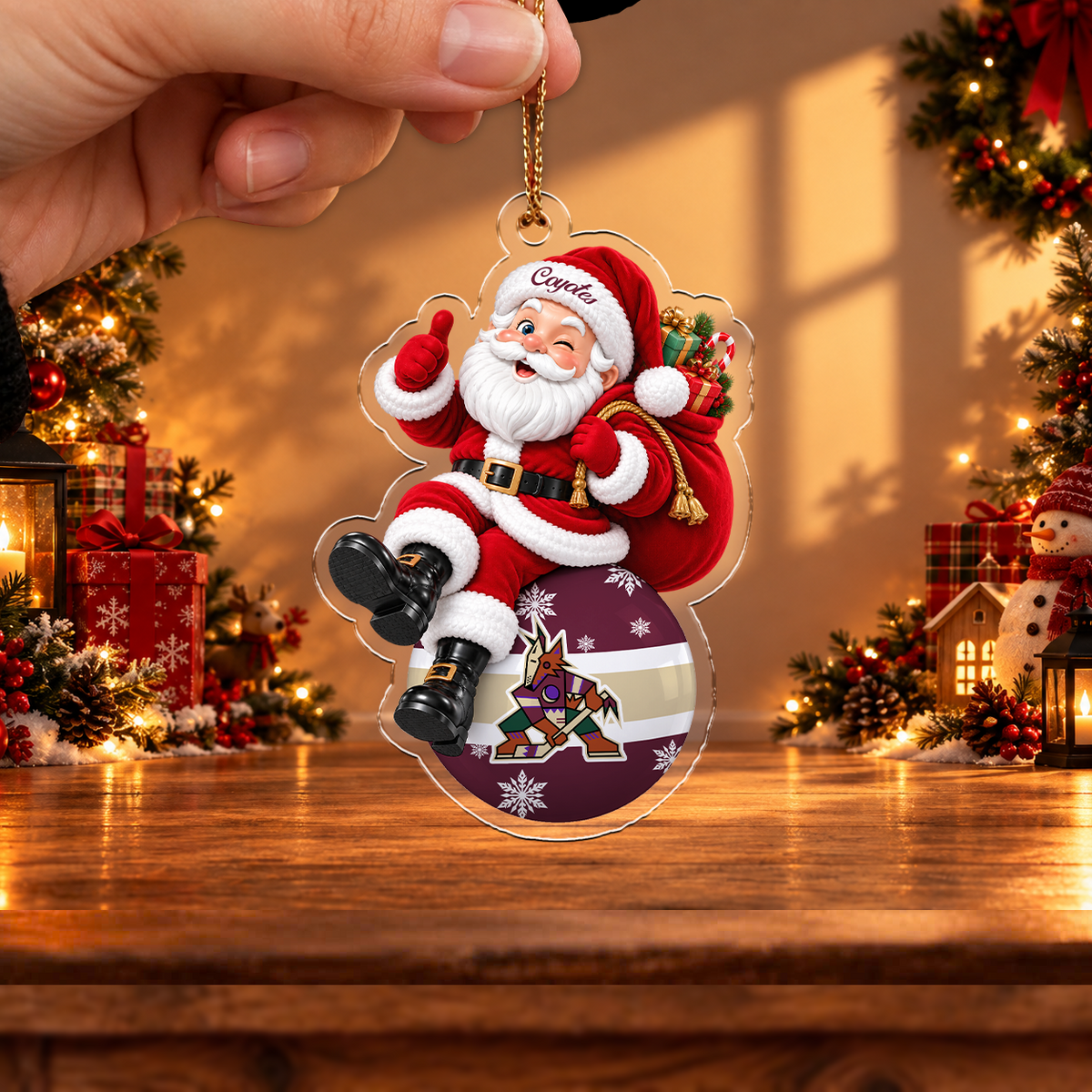 HOT DEAL - NEW CUSTOMIZED NHL30 AZC ARIZONA COYOTES CHRISTMAS ACRYLIC ORNAMENT