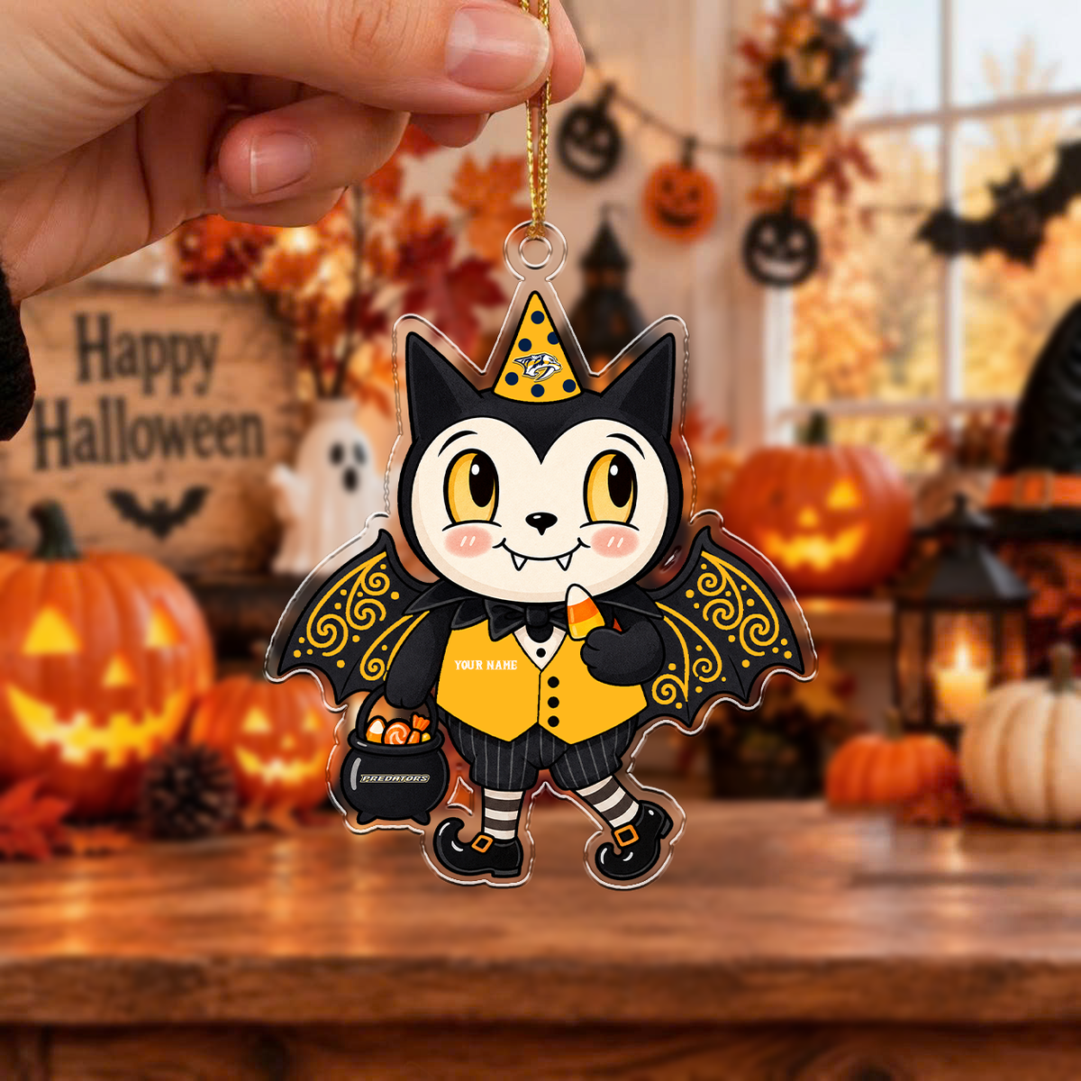 HOT DEAL - NEW CUSTOMIZED NHL31 NVP NASHVILLE PREDATORS HALLOWEEN ACRYLIC ORNAMENT