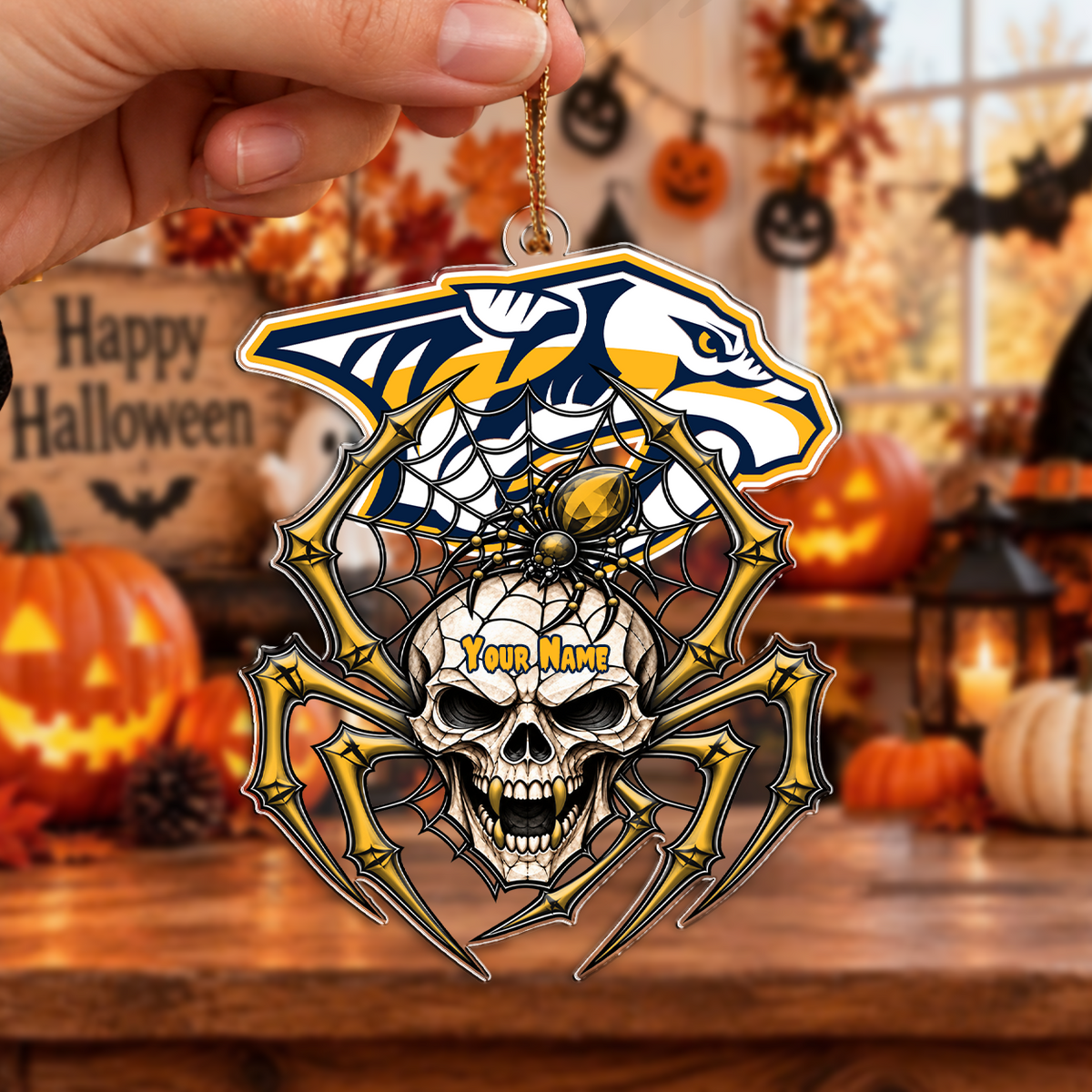 LIMITED EDITION - NEW CUSTOMIZED NHL31 NVP NASHVILLE PREDATORS HALLOWEEN ACRYLIC ORNAMENT
