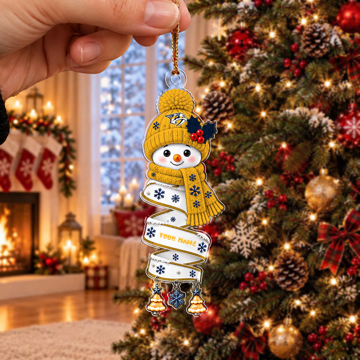 SPECIAL EDITION - NEW CUSTOMIZED NHL31 NVP NASHVILLE PREDATORS CHRISTMAS ACRYLIC ORNAMENT