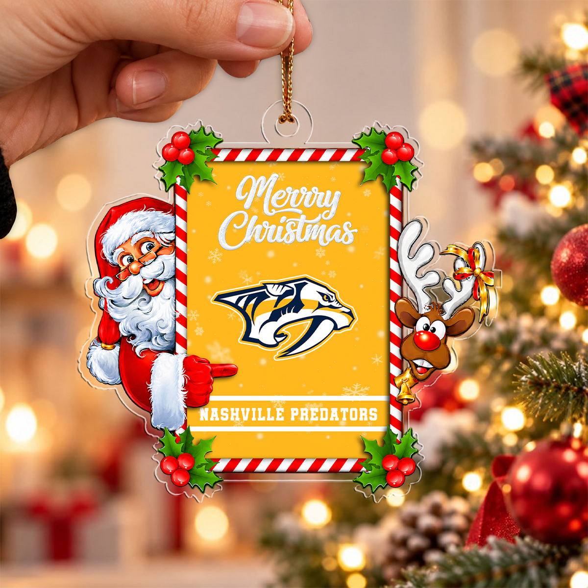 FLASH SALE - NEW CUSTOMIZED NHL31 NVP NASHVILLE PREDATORS CHRISTMAS ACRYLIC ORNAMENT