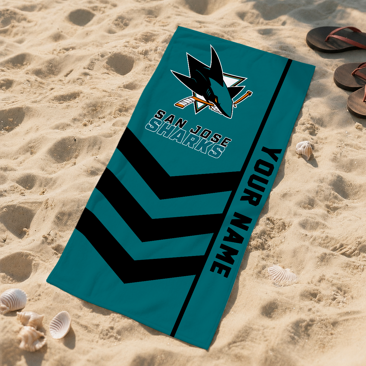 VIRAL EDITION - NEW CUSTOMIZED NHL32 SJS SAN JOSE SHARKS BEACH TOWEL