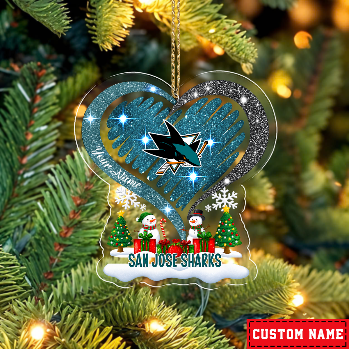 FINAL SALE - NEW CUSTOMIZED NHL32 SJS SAN JOSE SHARKS CHRISTMAS ACRYLIC ORNAMENT
