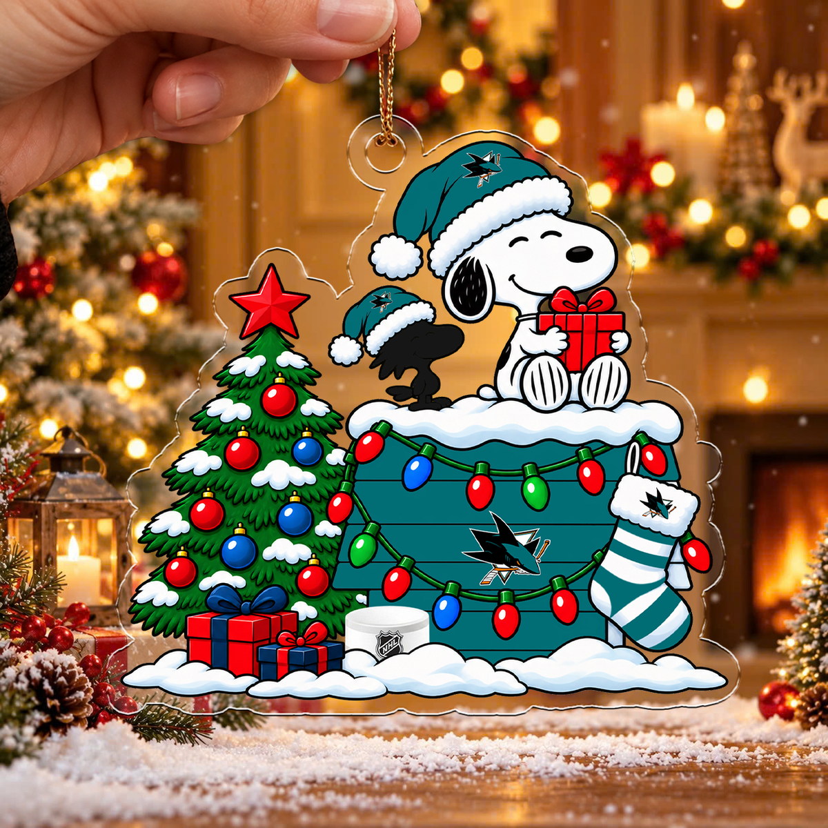 LIMITED DROP - NEW CUSTOMIZED NHL32 SJS SAN JOSE SHARKS CHRISTMAS ACRYLIC ORNAMENT