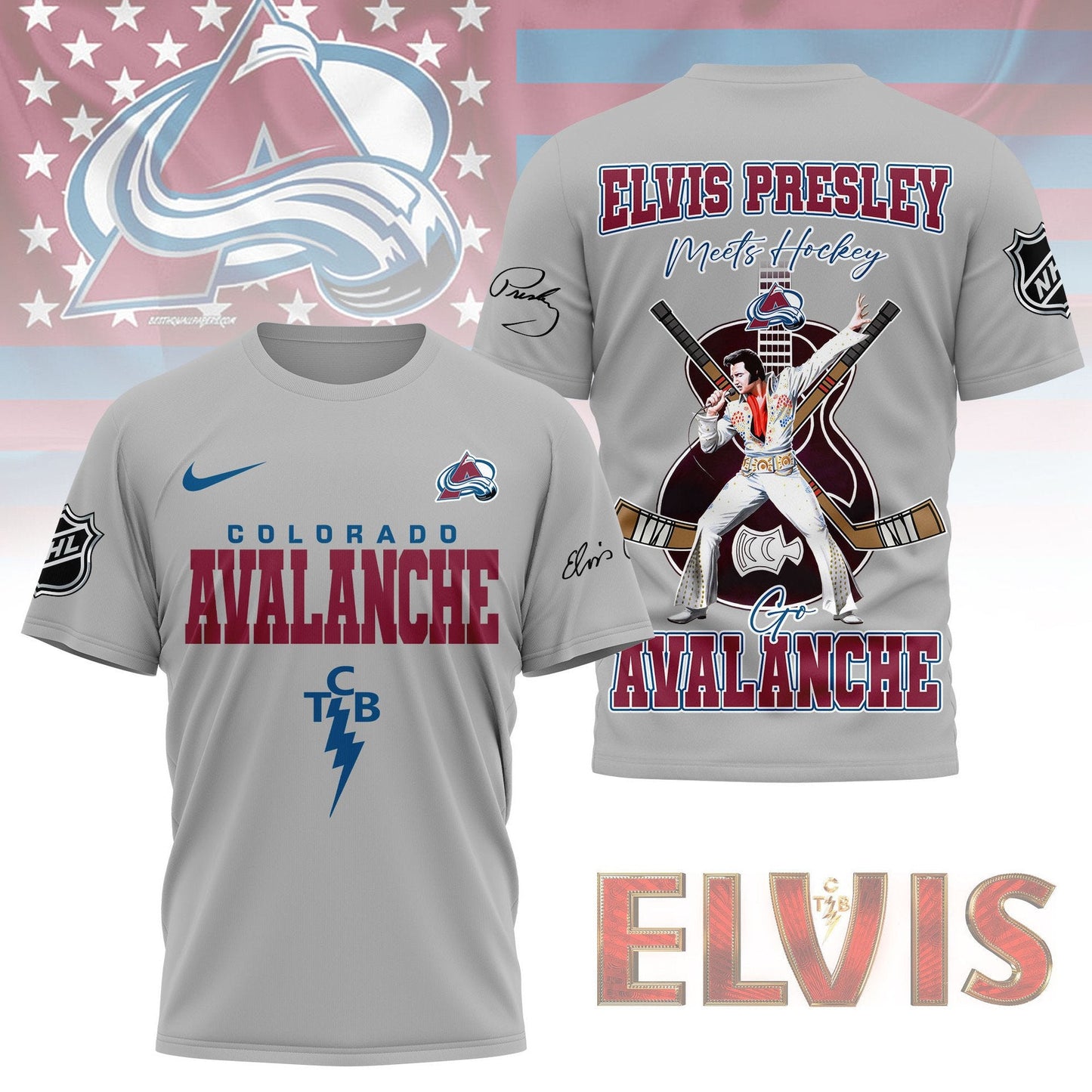 LIMITED EDITION - NEW CUSTOMIZED NHL05 CAL COLORADO AVALANCHE X ELVIS PRESLEY FAN 3D SHIRT
