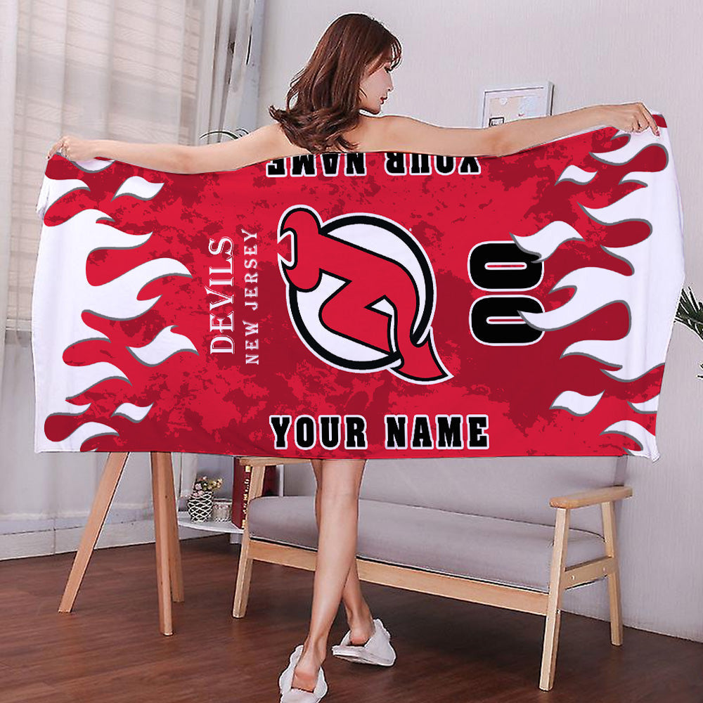 LIMITED EDITION - NEW CUSTOMIZED NHL06 NJD NEW JERSEY DEVILS BATH & BEACH TOWEL