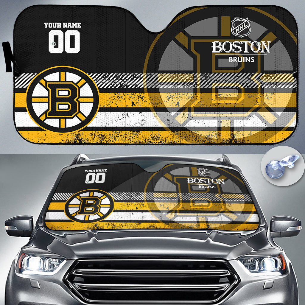 LIMITED EDITION - NEW CUSTOMIZED NHL02 BTB BOSTON BRUINS AUTO WINDSHIELD SHADE