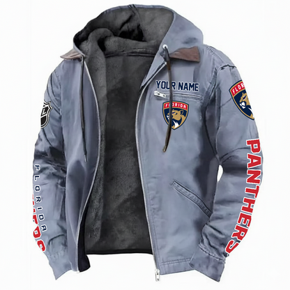 LIMITED EDITION - NEW CUSTOMIZED NHL01 FPT FLORIDA PANTHERS HOODED CARDIGAN JACKET
