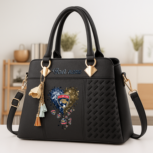 LIMITED EDITION - NEW CUSTOMIZED NHL01 FPT FLORIDA PANTHERS ZIP HANDBAG MULTICOLOR