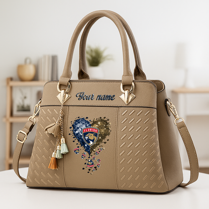 LIMITED EDITION - NEW CUSTOMIZED NHL01 FPT FLORIDA PANTHERS ZIP HANDBAG MULTICOLOR