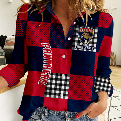 LIMITED EDITION - NEW CUSTOMIZED NHL01 FPT FLORIDA PANTHERS WOMEN CASUAL SHIRT FOR FAN