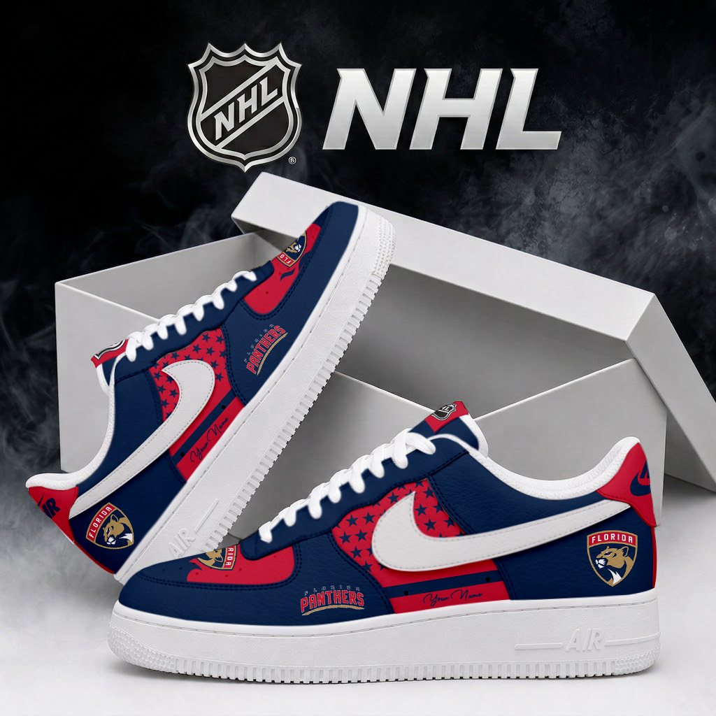 LIMITED EDITION - NEW CUSTOMIZED NHL01 FPT FLORIDA PANTHERS AF1 SHOES