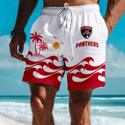 LIMITED EDITION - NEW CUSTOMIZED NHL01 FPT FLORIDA PANTHERS SHORT PANTS