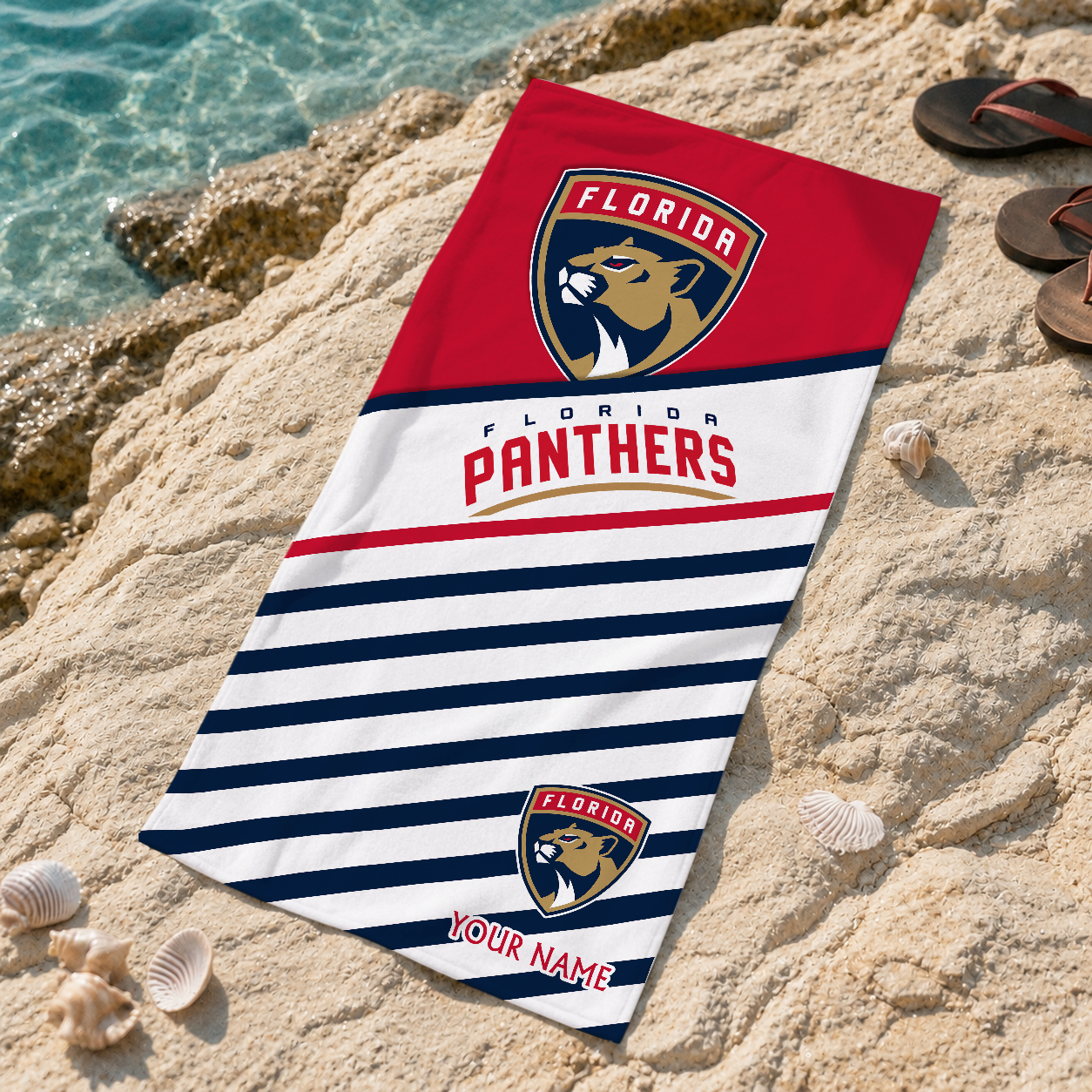 FINAL SALE - NEW CUSTOMIZED NHL01 FPT FLORIDA PANTHERS BEACH TOWEL