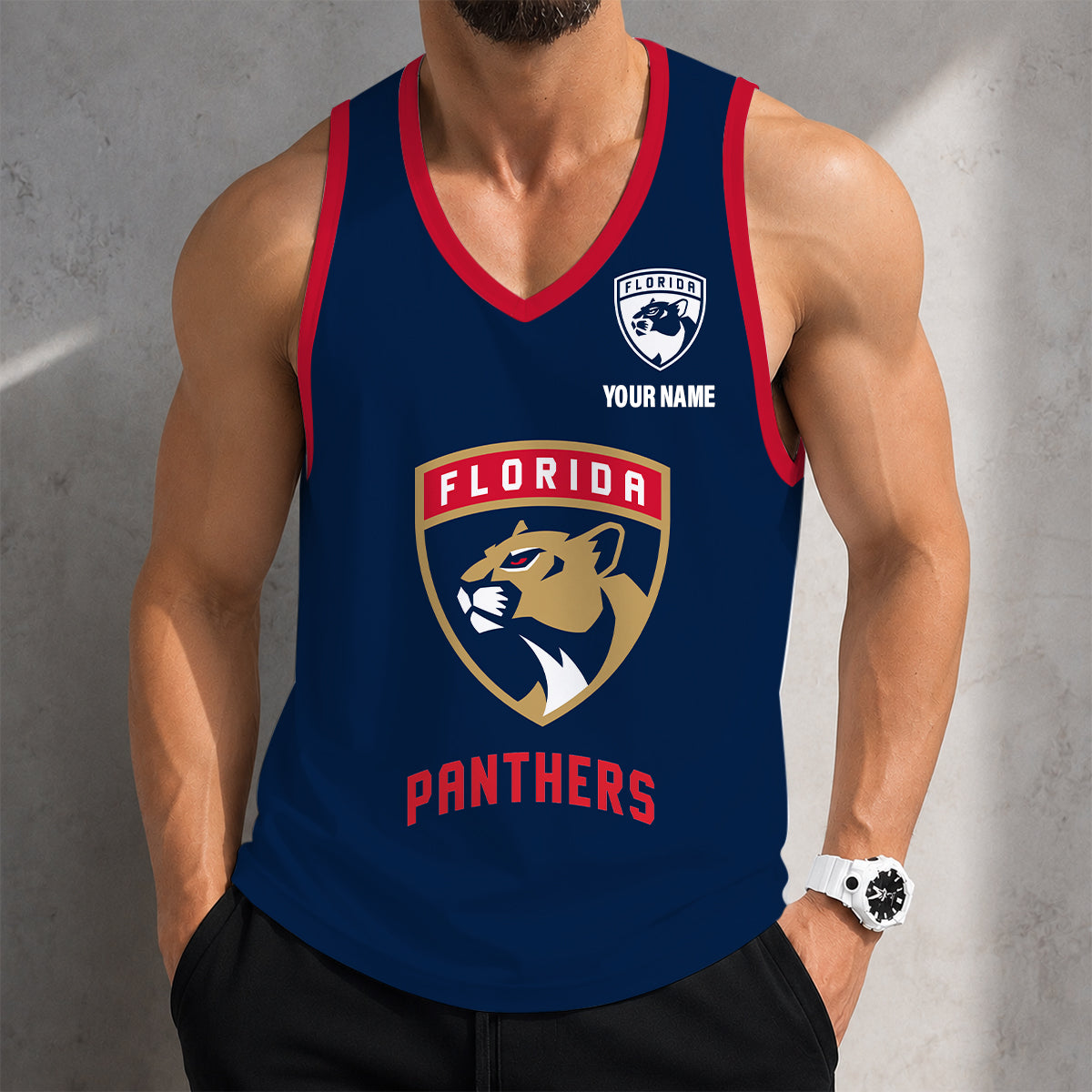 VIRAL EDITION - NEW CUSTOMIZED NHL01 FPT FLORIDA PANTHERS MEN'S TANK TOP
