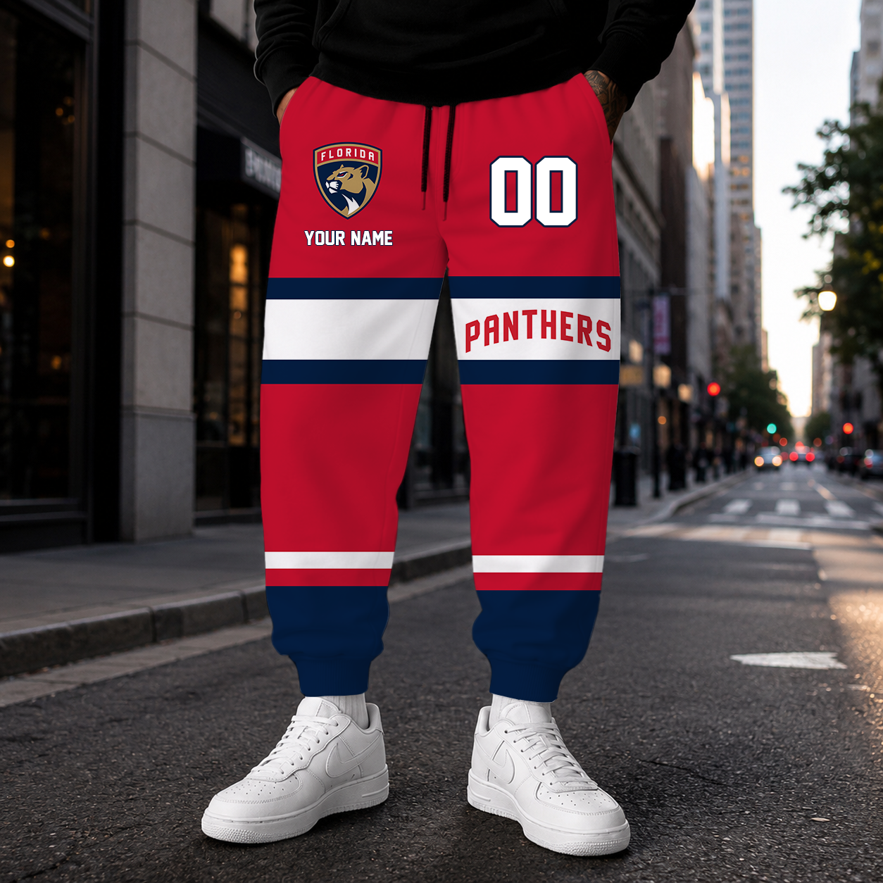 HOT DEAL - NEW CUSTOMIZED NHL01 FPT FLORIDA PANTHERS SWEATPANTS
