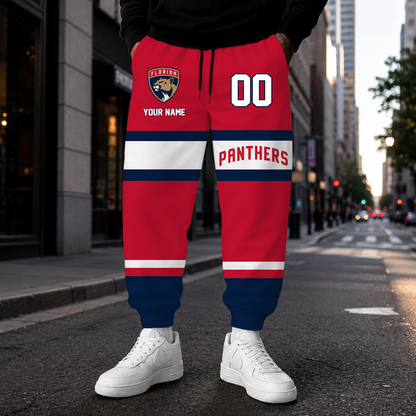 HOT DEAL - NEW CUSTOMIZED NHL01 FPT FLORIDA PANTHERS SWEATPANTS