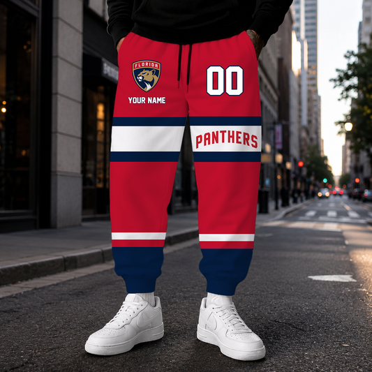 HOT DEAL - NEW CUSTOMIZED NHL01 FPT FLORIDA PANTHERS SWEATPANTS
