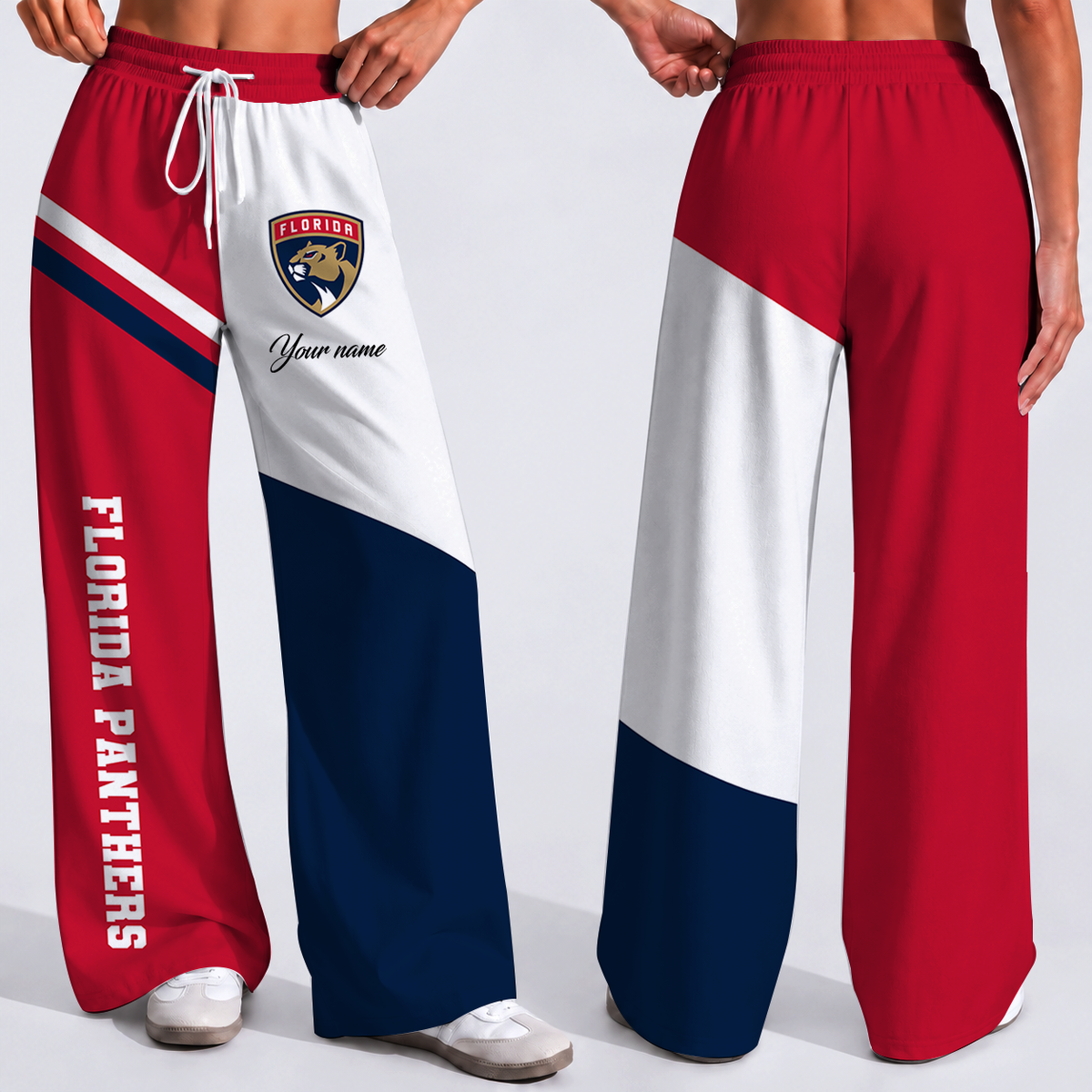 FINAL SALE - NEW CUSTOMIZED NHL01 FPT FLORIDA PANTHERS WOMEN'S WIDE LEG PANTS