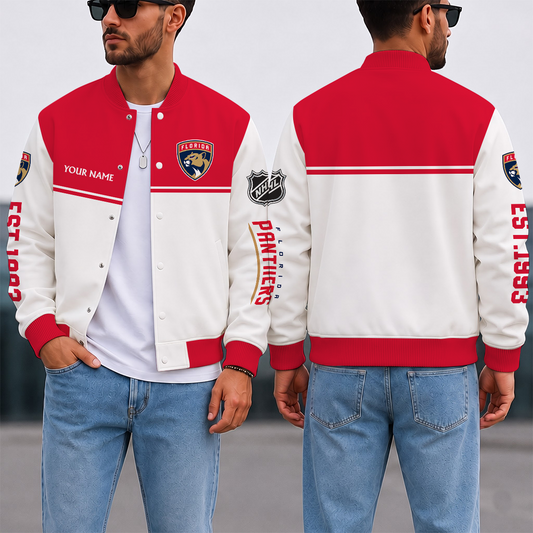 VIRAL EDITION - NEW CUSTOMIZED NHL01 FPT FLORIDA PANTHERS SATIN VARSITY JACKET & BASEBALL JACKET