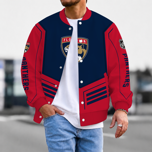 LIMITED EDITION - NEW CUSTOMIZED NHL01 FPT FLORIDA PANTHERS SATIN VARSITY JACKET & BASEBALL JACKET
