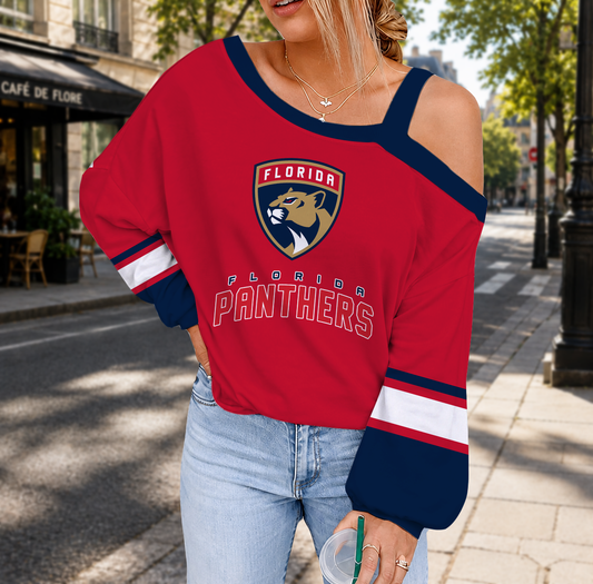FINAL SALE - NEW CUSTOMIZED NHL01 FPT FLORIDA PANTHERS DROP SHOULDER SWEATSHIRT