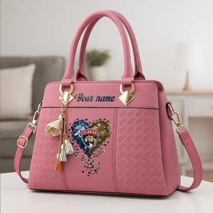 LIMITED EDITION - NEW CUSTOMIZED NHL01 FPT FLORIDA PANTHERS ZIP HANDBAG MULTICOLOR