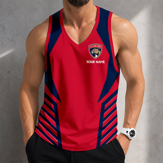 LIMITED EDITION - NEW CUSTOMIZED NHL01 FPT FLORIDA PANTHERS MEN'S TANK TOP