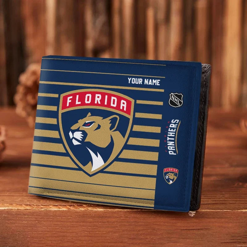 LIMITED EDITION - NEW CUSTOMIZED NHL01 FPT FLORIDA PANTHERS LEATHER WALLET