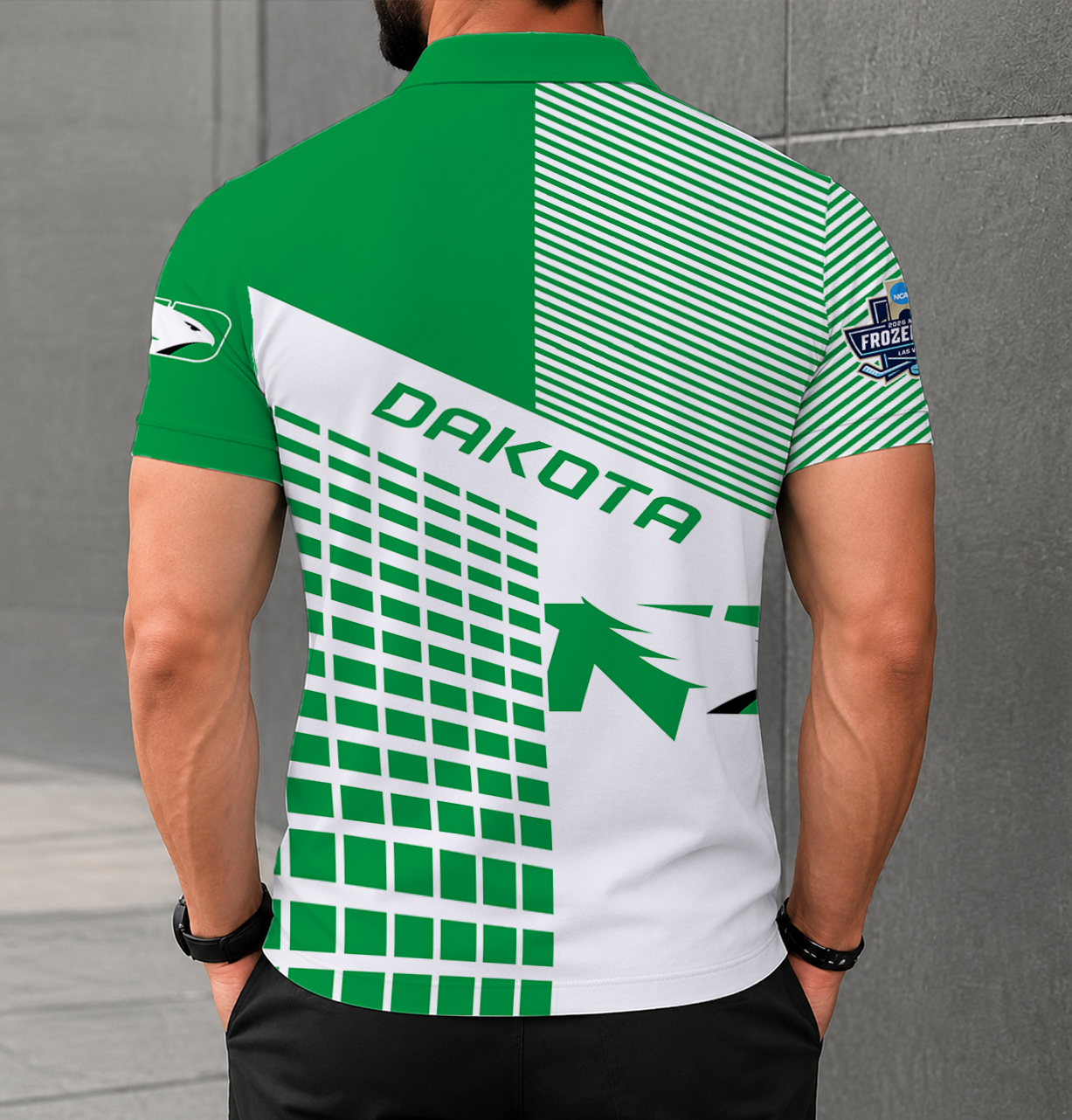 VIRAL EDITION - NEW CUSTOMIZED NCAA MFF01 NFH NORTH DAKOTA FIGHTING HAWKS POLO SHIRT