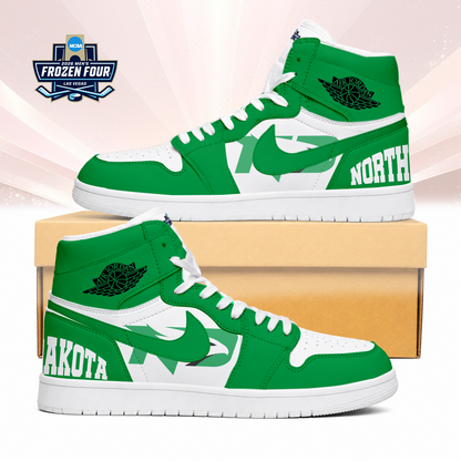VIRAL EDITION - NEW CUSTOMIZED NCAA MFF01 NFH NORTH DAKOTA FIGHTING HAWKS AIR JORDAN SNEAKERS
