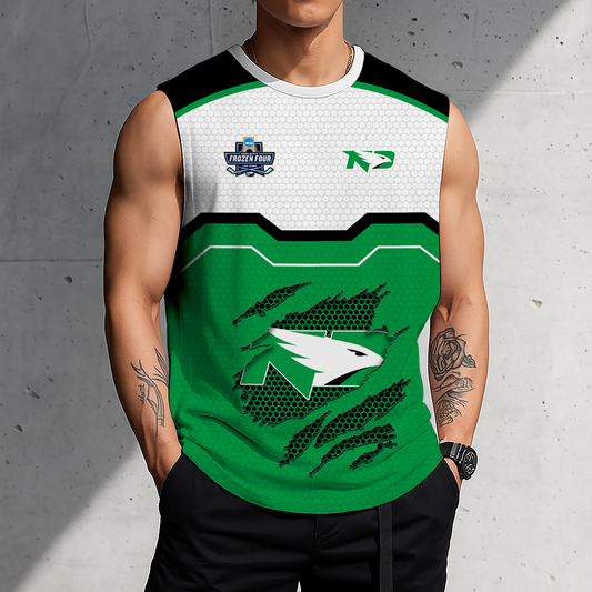 FLASH SALE - NEW CUSTOMIZED NCAA MFF01 NFH NORTH DAKOTA FIGHTING HAWKS MEN'S GYM SHIRT