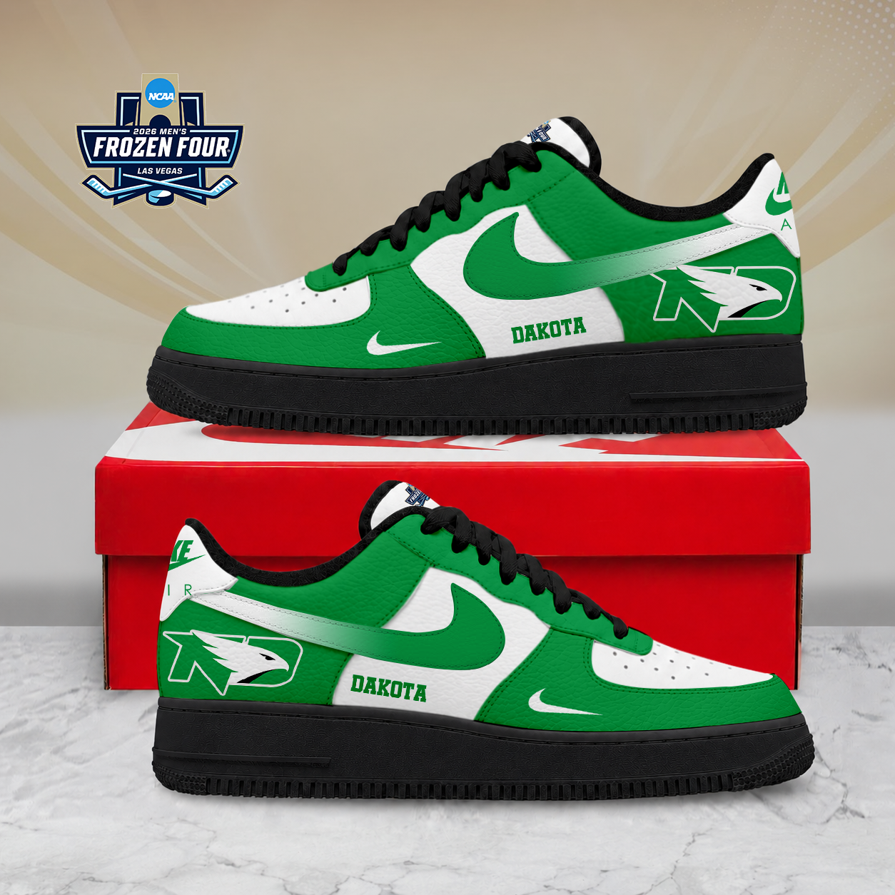 FINAL SALE - NEW CUSTOMIZED NCAA MFF01 NFH NORTH DAKOTA FIGHTING HAWKS AF1 SHOES