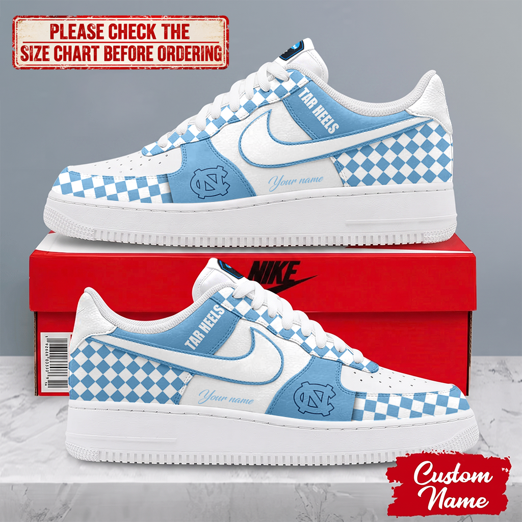 HOT DEAL - NEW CUSTOMIZED NCAA CFH01 NTH NORTH CAROLINA TAR HEELS AF1 SHOES