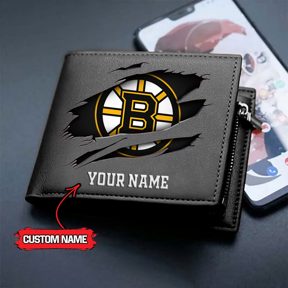 LIMITED EDITION - NEW CUSTOMIZED NHL02 BTB BOSTON BRUINS  LEATHER WALLET