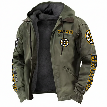 LIMITED EDITION - NEW CUSTOMIZED NHL02 BTB BOSTON BRUINS HOODED CARDIGAN JACKET