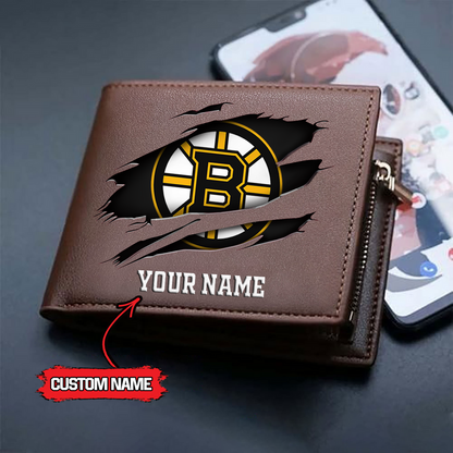 LIMITED EDITION - NEW CUSTOMIZED NHL02 BTB BOSTON BRUINS  LEATHER WALLET