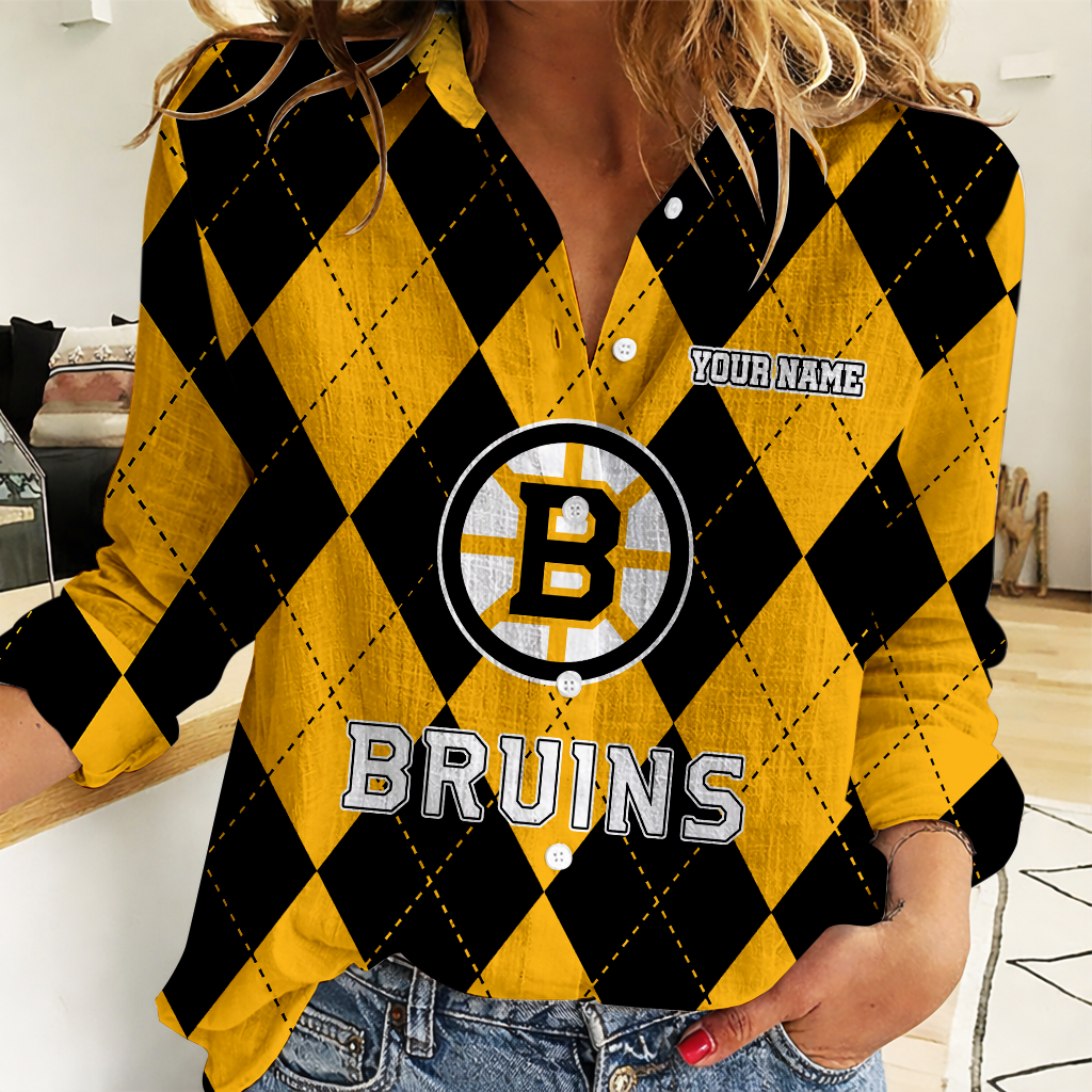 LIMITED EDITION - NEW CUSTOMIZED NHL02 BTB BOSTON BRUINS WOMEN CASUAL SHIRT FOR FAN