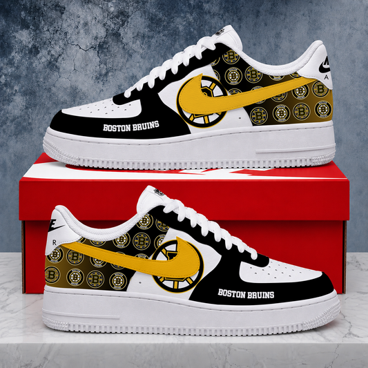 FINAL SALE - NEW CUSTOMIZED NHL02 BTB BOSTON BRUINS AF1 SHOES