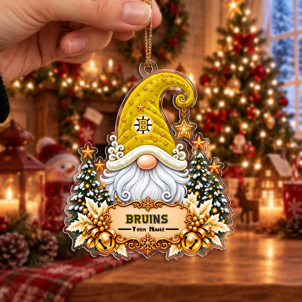 EXCLUSIVE EDITION - NEW CUSTOMIZED NHL02 BTB BOSTON BRUINS CHRISTMAS ACRYLIC ORNAMENT