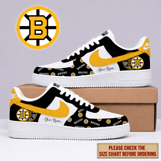 FINAL SALE - NEW CUSTOMIZED NHL02 BTB BOSTON BRUINS AF1 SHOES